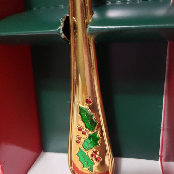 NEW! RETRONEU Holliday 24K Gold Plate Christmas Flatware Stuffing Spoon 13" - Picture 2 of 7